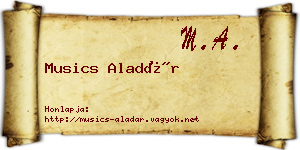 Musics Aladár névjegykártya